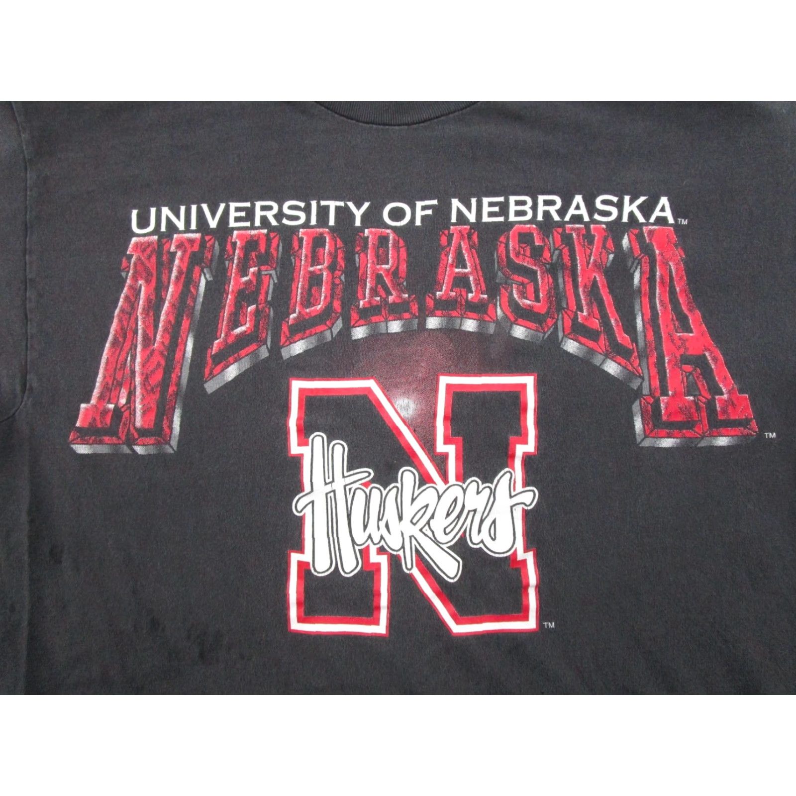 Hanes VINTAGE Hanes Nebraska Cornhuskers T-Shirt M Black 90s 2-Point Graphic Crew Neck Mens Size US M / EU 48-50 / 2 - 4 Thumbnail