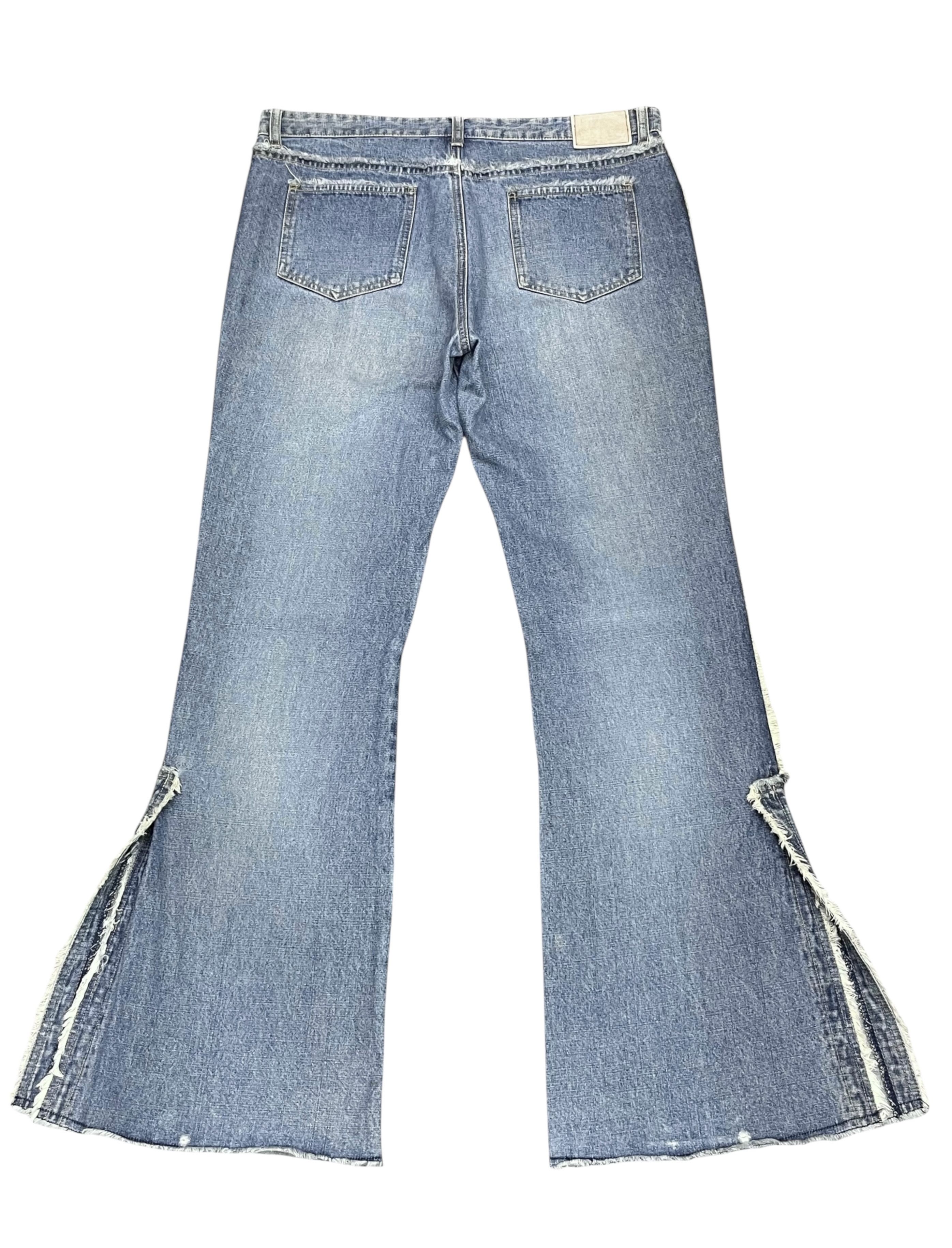 Japanese Brand Vtg Playchess Japan Hem Cut Side Flare Denim Light Wash Size 32" / US 10 / IT 46 - 5 Thumbnail