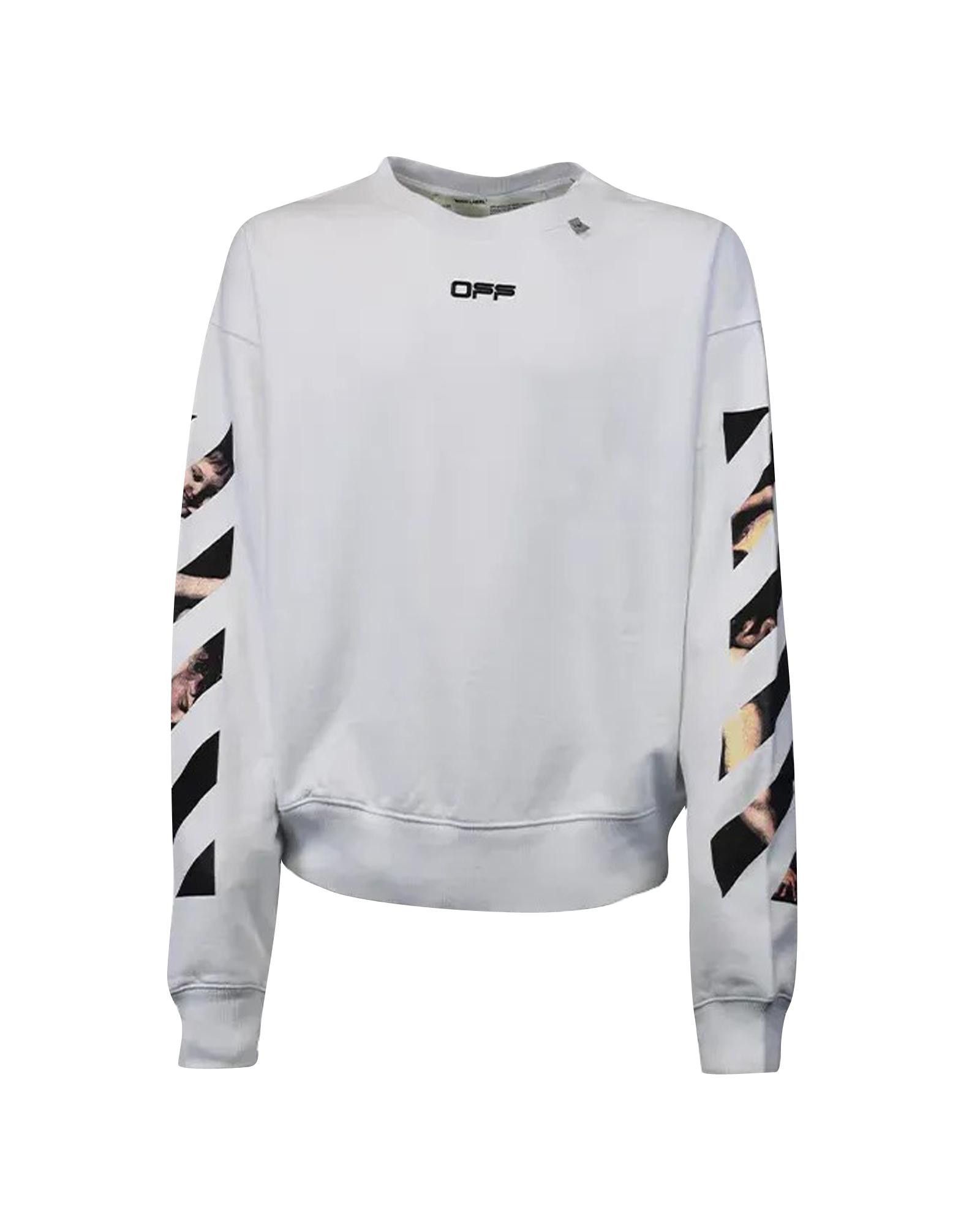 image of Off White Caravaggio Arrow Print Crewneck in White, Men's (Size Large)