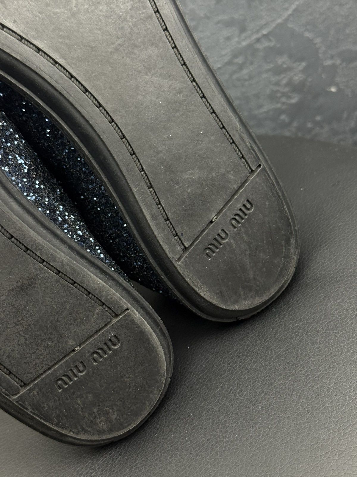 Miu Miu Miu Miu Glitter Dark Blue Studded Blue Trainer Sneakers Size US 10 / IT 40 - 14 Thumbnail