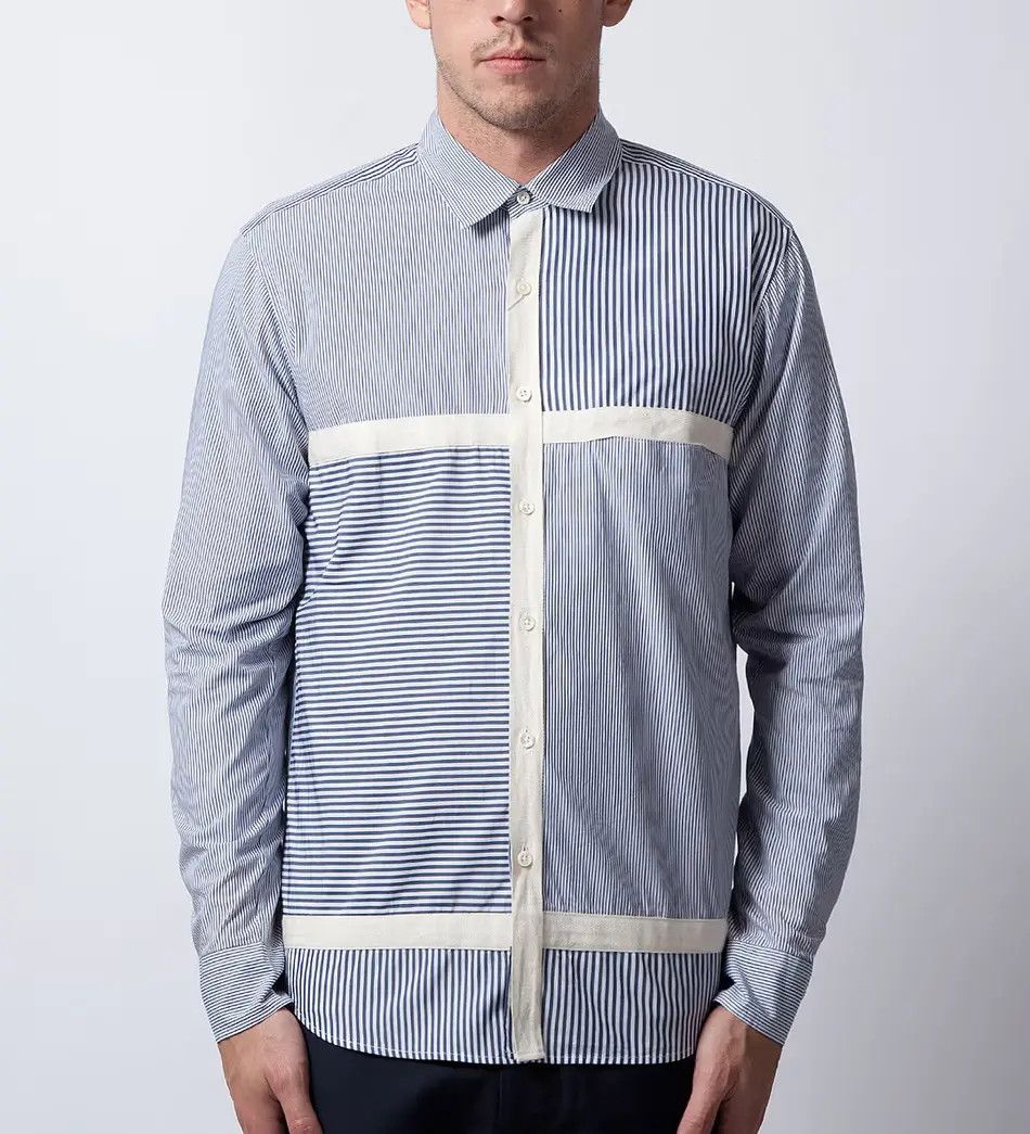 CASH CA Striped Mondrian Shirt Size US XL / EU 56 / 4 - 2 Thumbnail