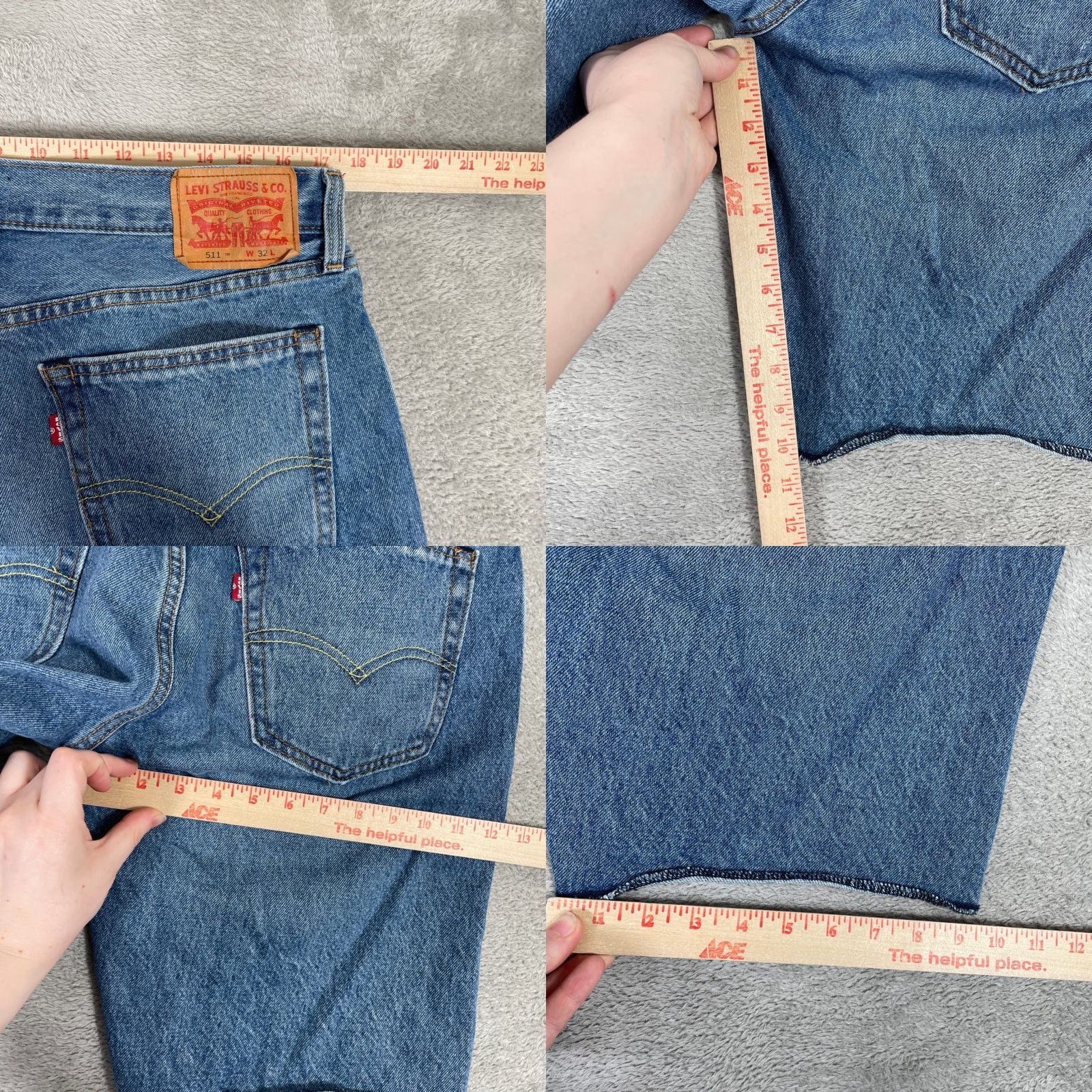 Levi's Levi's 511 Denim Shorts Mens 32 Blue Cut Off Raw Hem Slim Fit Bermuda Summer Skater Grunge Casual Mens Size US 32 / EU 48 - 8 Thumbnail