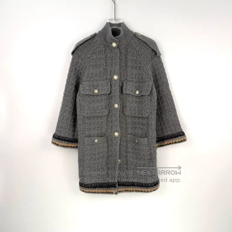 Chanel Chanel Grey gold buttoned epaulette cashmere dress Size XS / US 0-2 / IT 36-38 - 3 Thumbnail