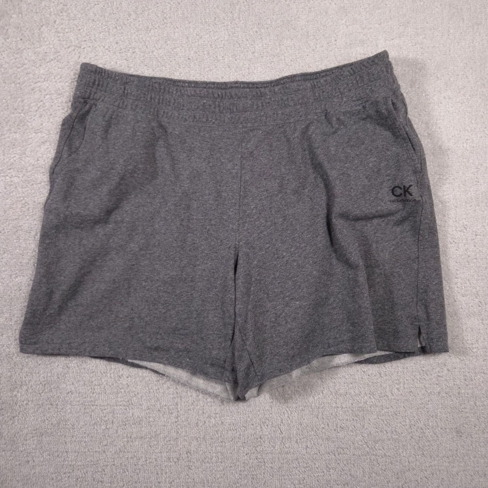 Calvin Klein Calvin Klein Performance Shorts Mens 2XL Gray Elastic Waist Pockets Casual Gym & Training CK Logo Streetwear Size US 39 - 2 Thumbnail