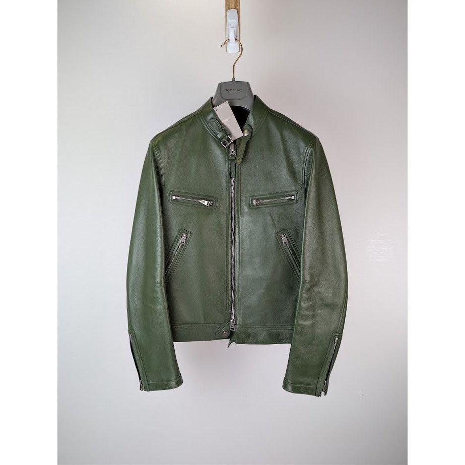 Tom Ford o1rshd1 Leather Jacket in Green Size US M / EU 48-50 / 2 - 1 Thumbnail