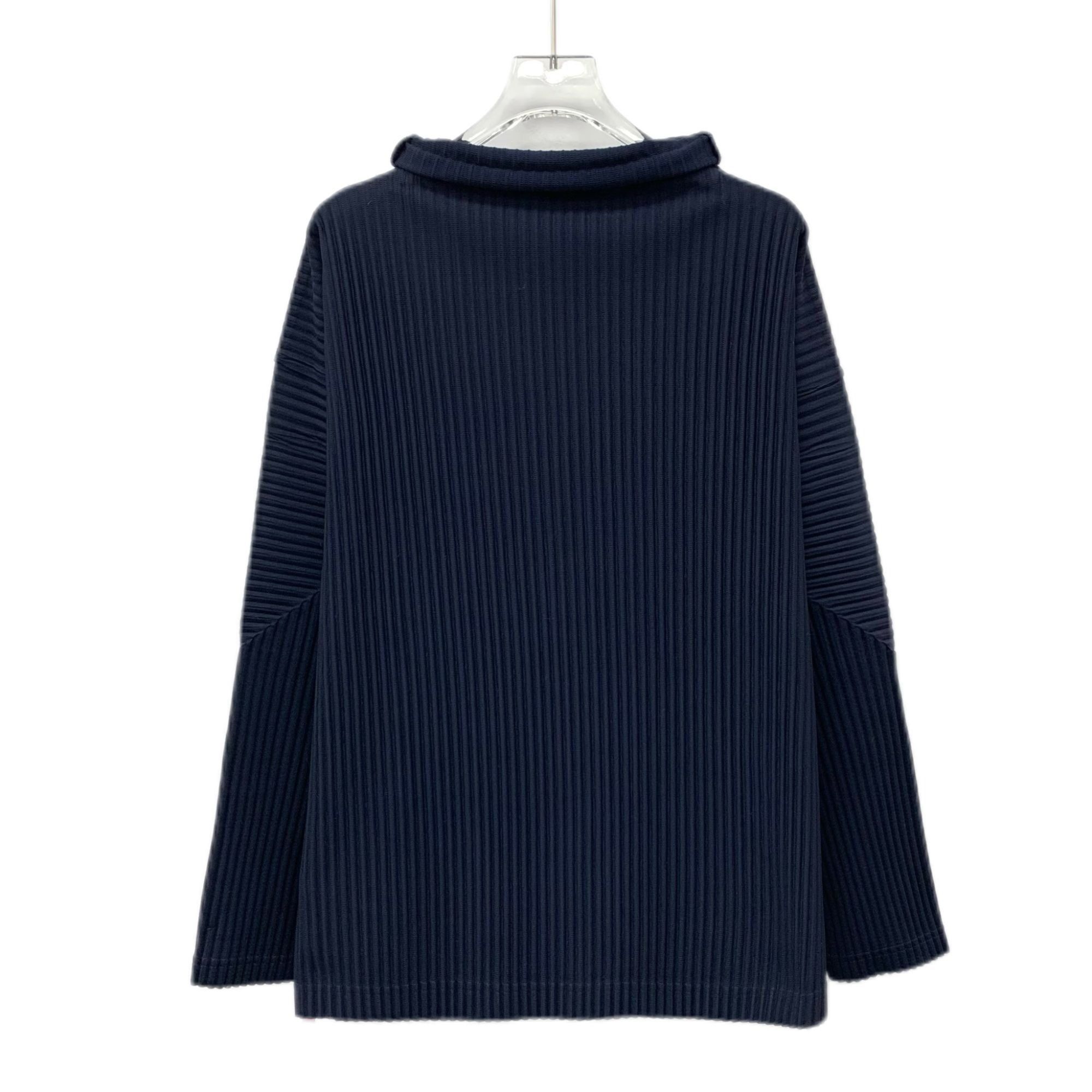 Issey Miyake Homme Plissé Issey Miyake Navy Blue Pleated High-Neck Long-S Size L / US 10 / IT 46 - 6 Thumbnail