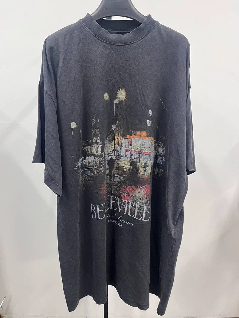 Balenciaga Balenciaga 24 Fw Souvenir Collection Belleville Wash T-Shir Size US L / EU 52-54 / 3 - 1 Thumbnail