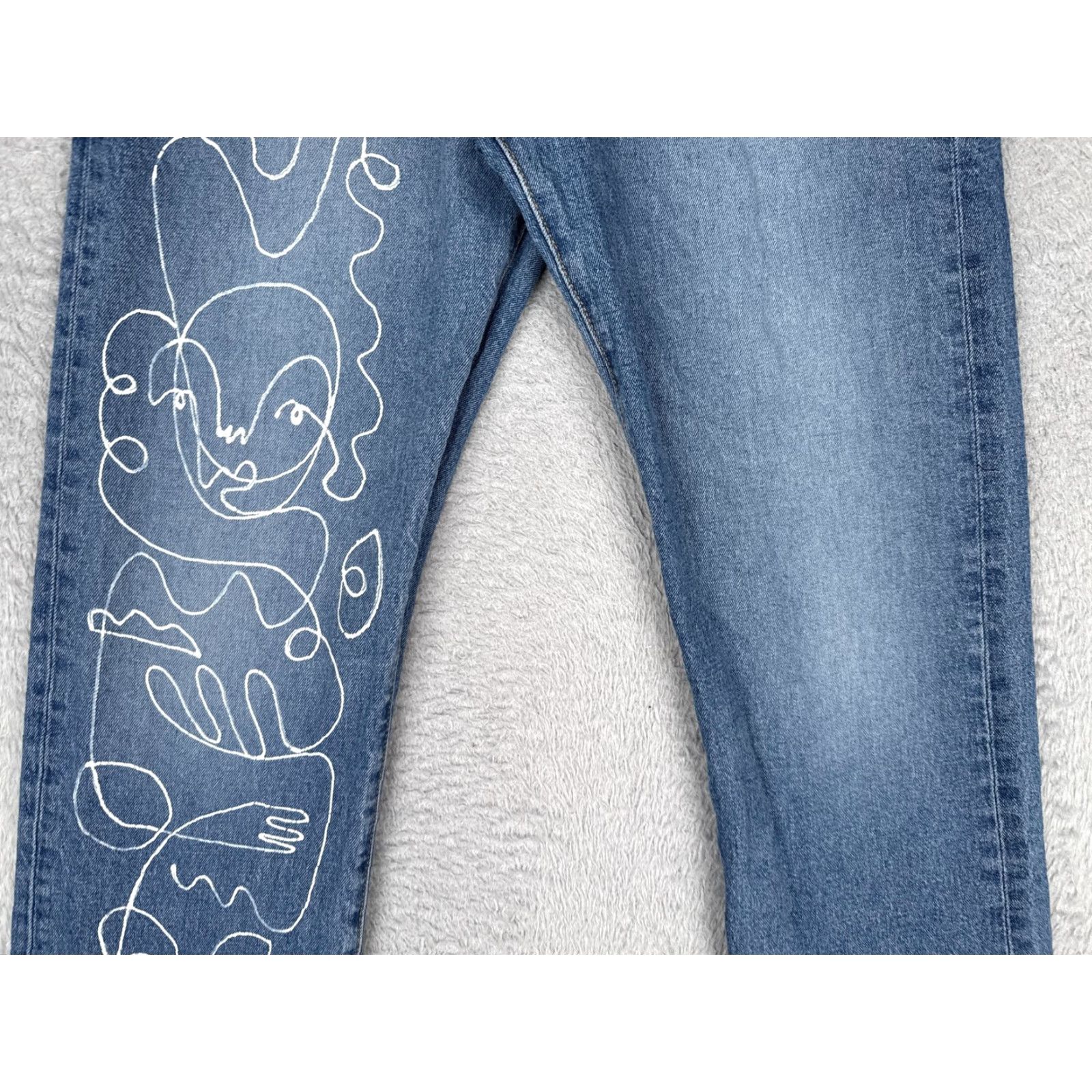 Levi's Levis Premium 501 93 Jeans Mens 32x32 Blue Straight Button Fly Abstract Graphic Size US 32 / EU 48 - 3 Thumbnail