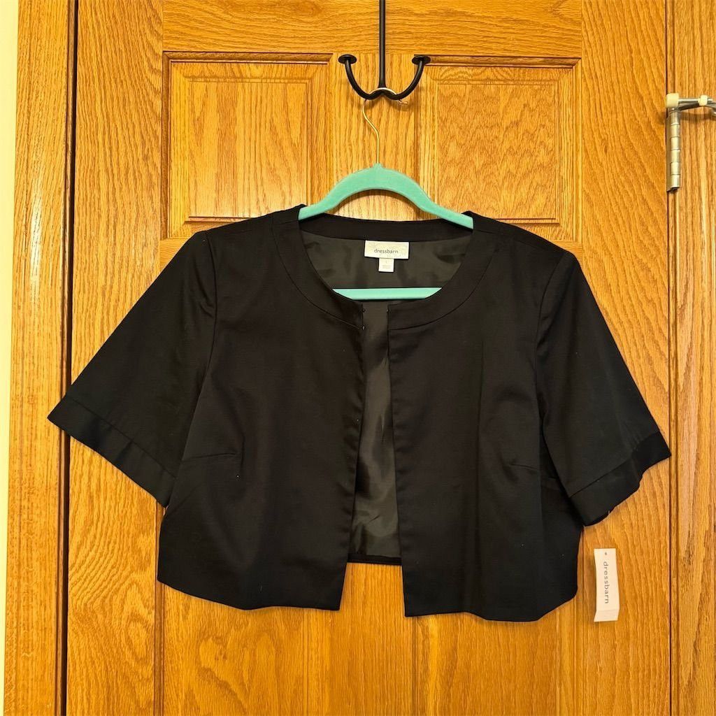 Other Dressbarn Women's Black Open Front Short Shrug Jacket Size Size L / US 10 / IT 46 - 4 Thumbnail