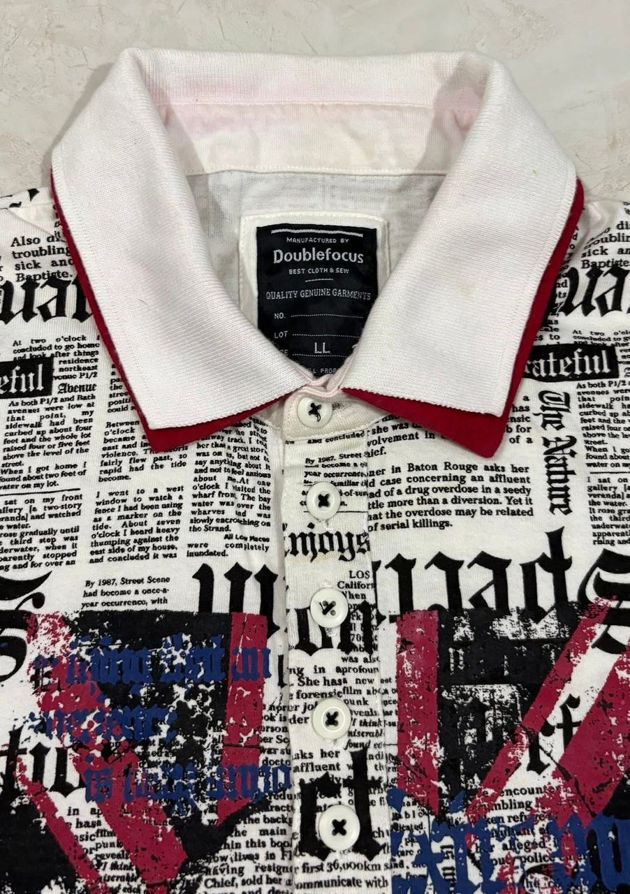 Japanese Brand Doublefocus Polo Fullprint Tshirt Size US L / EU 52-54 / 3 - 3 Thumbnail
