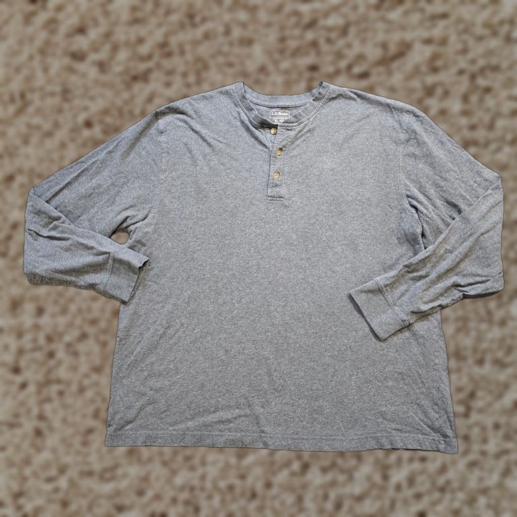Vintage LL Bean Mens Large Gray Henley Long Sleeve Outdoor Casual Shirt Size US L / EU 52-54 / 3 - 1 Thumbnail