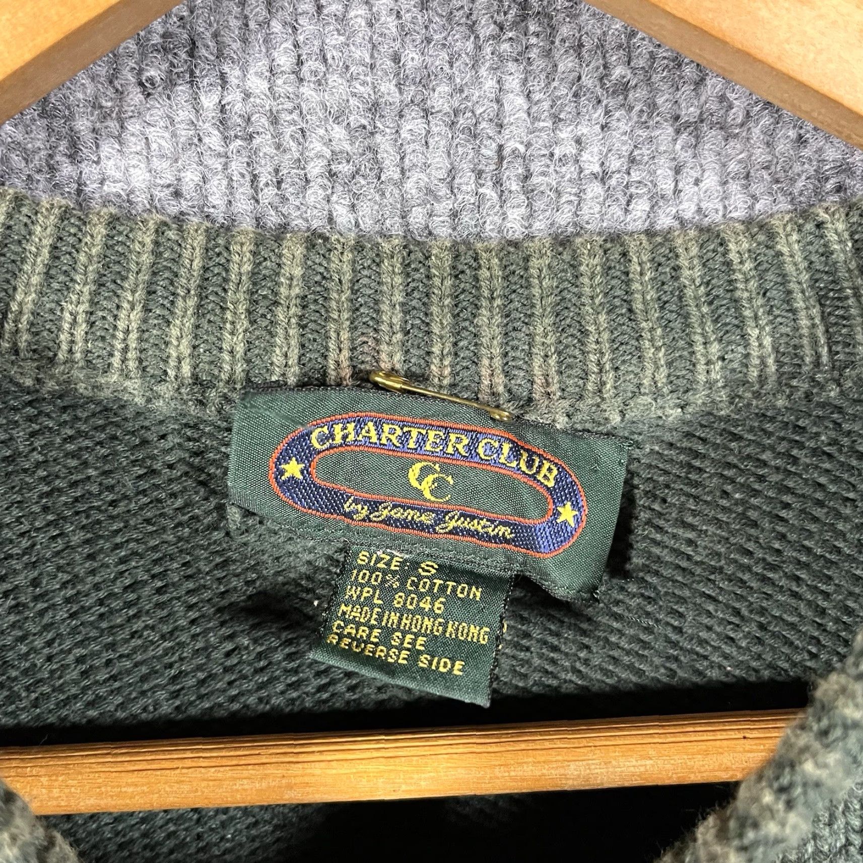 Charter Club VINTAGE Charter Club Sweater Cable-Knit Crew Neck Cotton Womens Small Green 90s Retro Ski Casual Pullover Holiday Fall Winter Women's Size S / US 4 / IT 40 - 3 Thumbnail