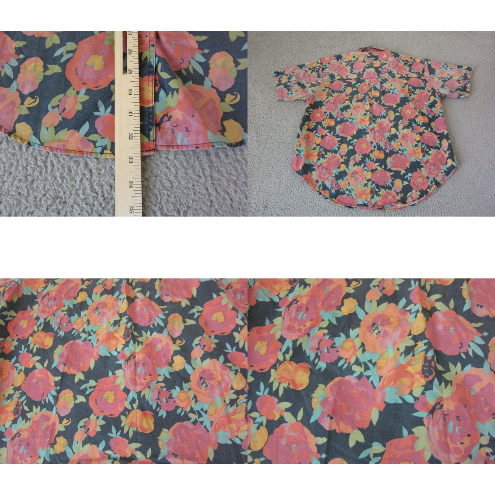 Pinko VINTAGE Extra Elements Hawaiian Shirt Womens 20W Pink Blue Black Floral Short Sleeve Button Up Ladies Shirt Size 3XL / US 20-22 - 8 Thumbnail