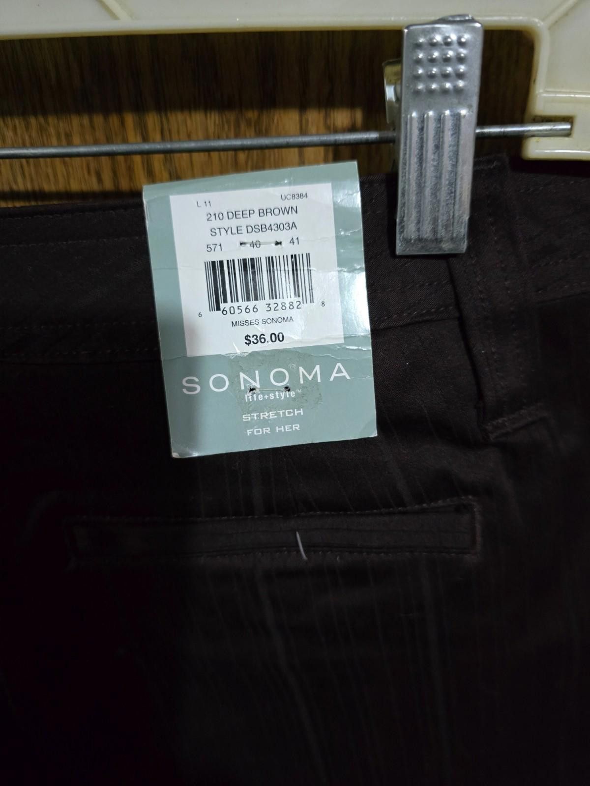 Sonoma Sonoma Lifestyle Stretch Brown Pinstriped Dress Pants Size 38" / US 16 / IT 52 - 3 Thumbnail