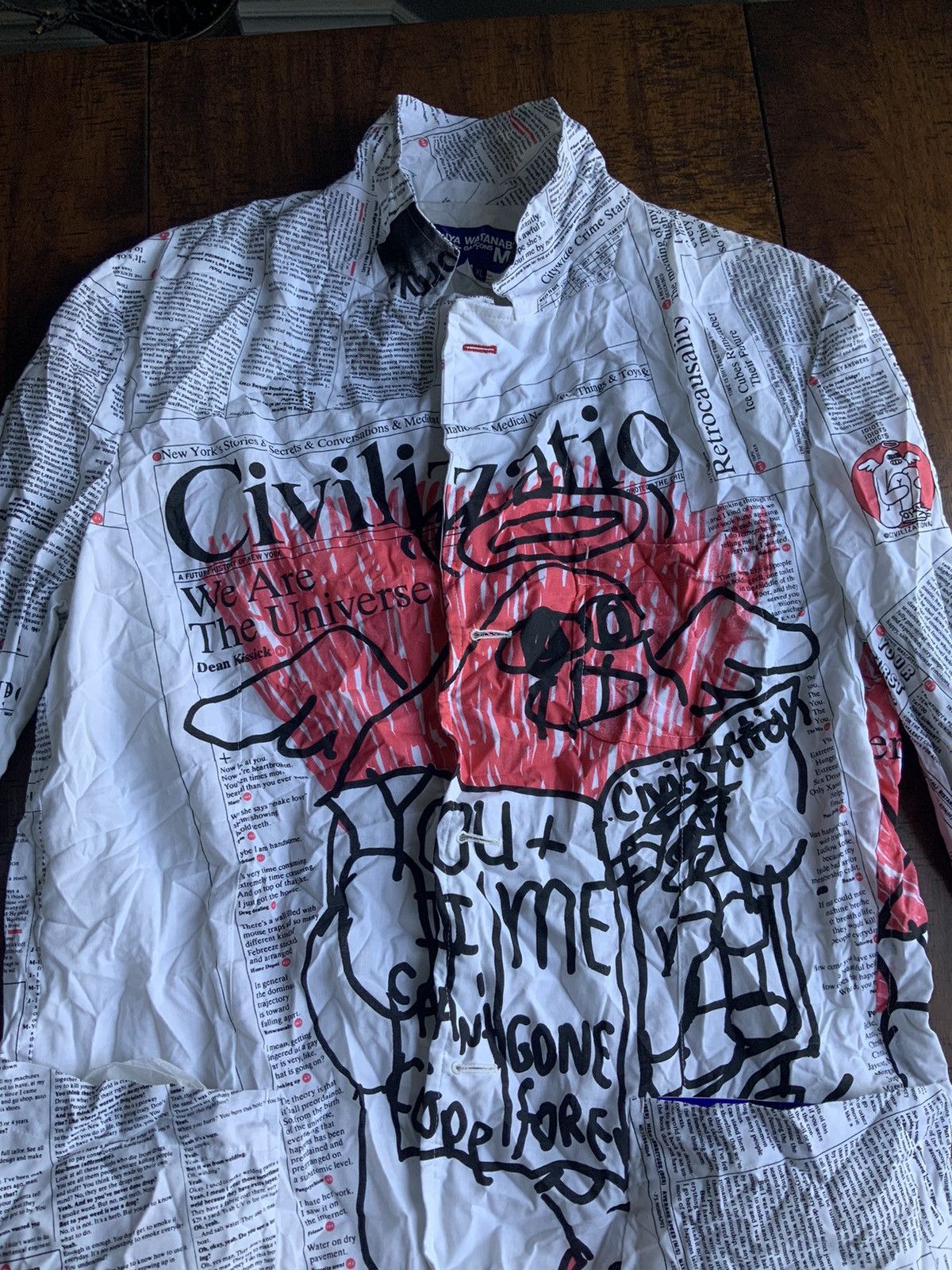 Junya Watanabe Junya Watanabe Crinkled Newspaper Blazer Civilization Size US L / EU 52-54 / 3 - 3 Thumbnail