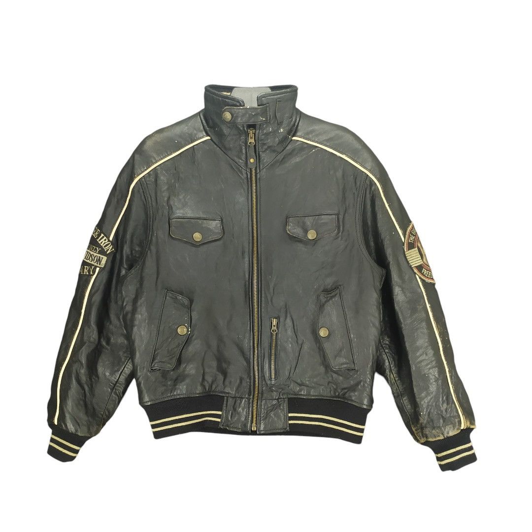 Harley Davidson TRASHED🔥 80's HD Patches Big Logo Leather Jacket #949 Size US M / EU 48-50 / 2 - 10 Thumbnail