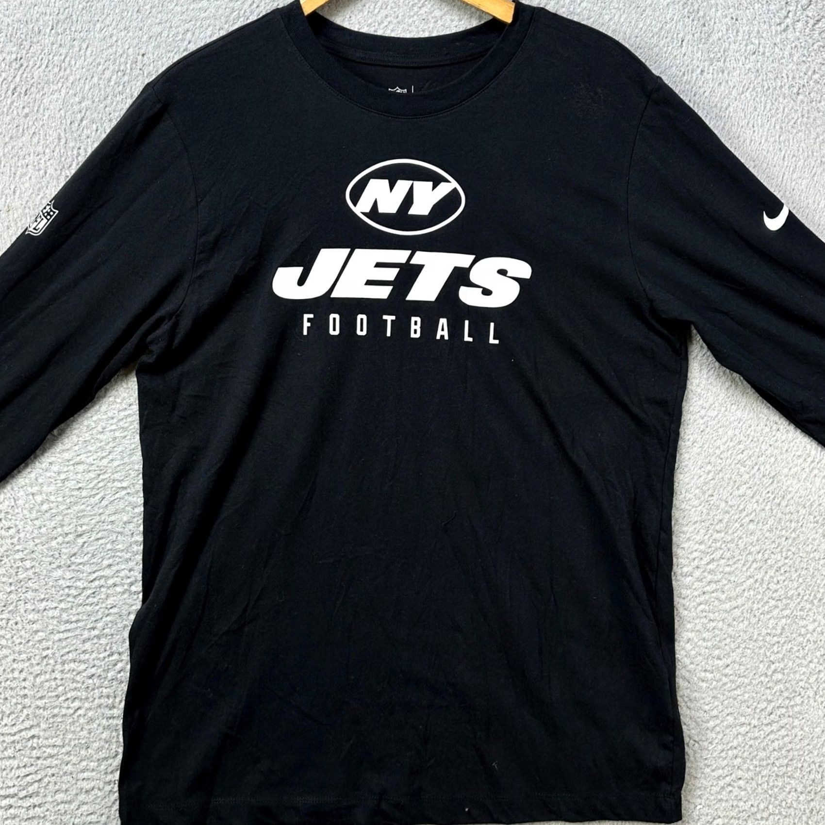 Nike Nike Jets Football Long Sleeve T-Shirt Mens L Black Dri-Fit Logo Crew Neck Graphic Print Size US L / EU 52-54 / 3 - 3 Thumbnail