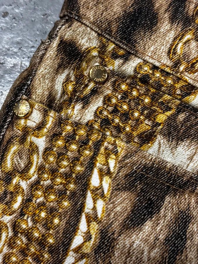 Roberto Cavalli 2000s Roberto Cavalli Leopard & Gold Chains Pants Size 24" / US 00 / IT 34 - 9 Thumbnail