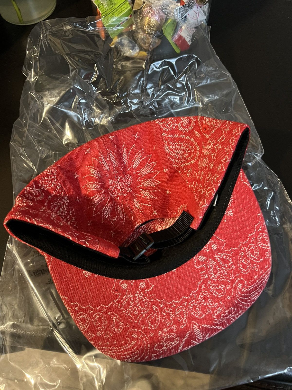 Supreme Bandana Jacquard Denim Camp Cap Red Size ONE SIZE - 3 Thumbnail