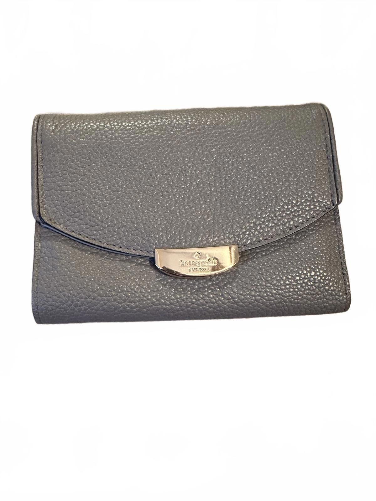 Kate Spade New York Pebbled Leather Wallet Gray Gold