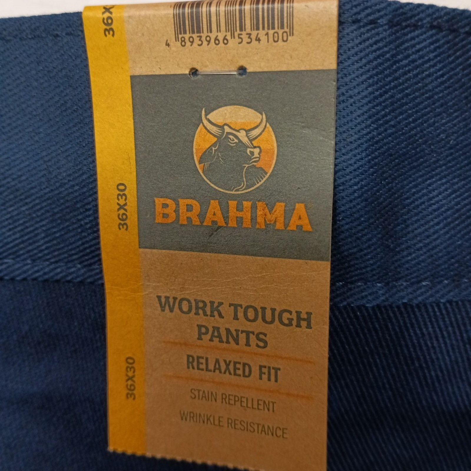 Other Brahma Mens Work Tough Pants Durable Size 36x30 Blue Relaxed Size US 36 / EU 52 - 2 Thumbnail