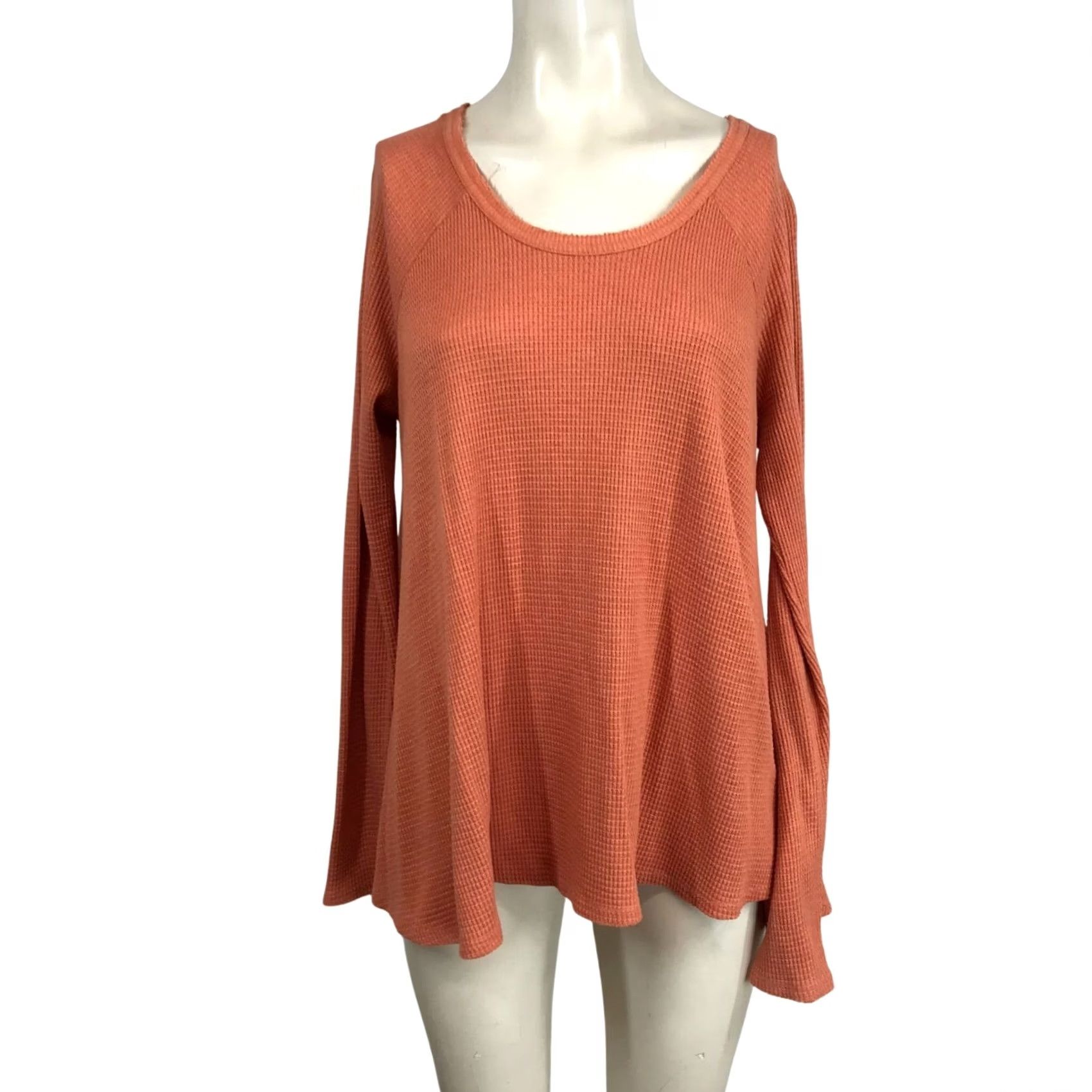 Vintage We The Free Shirt Womens M Orange WOMEN LONG SLEEVE WAFFLE KNIT TOP Size M / US 6-8 / IT 42-44 - 2 Thumbnail