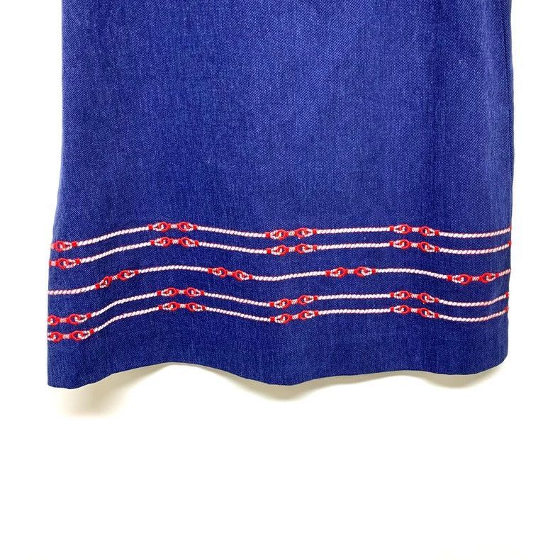 Celine Celine Blue Skirt with Decorative Trim Size 22" - 6 Thumbnail