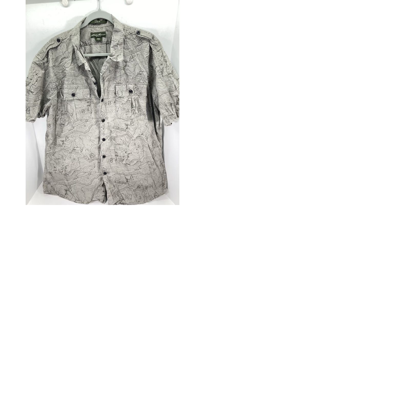 Eddie Bauer Eddie Bauer Camp Shirt Men XL Gray Rip Stop Canvas AOP Terrain Map Short Sleeve Button-Up Neck Collared Shirt Size US XL / EU 56 / 4 - 9 Thumbnail