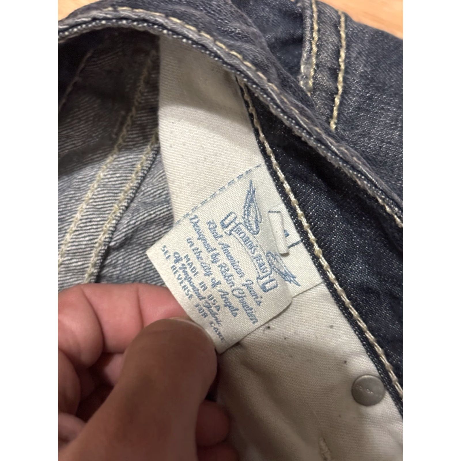 Vintage VINTAGE Robins Jean Jeans 42 5-Pocket Embellished Studded Long Flap Dark Wash Red Embellish Mens Size US 42 / EU 58 - 5 Thumbnail