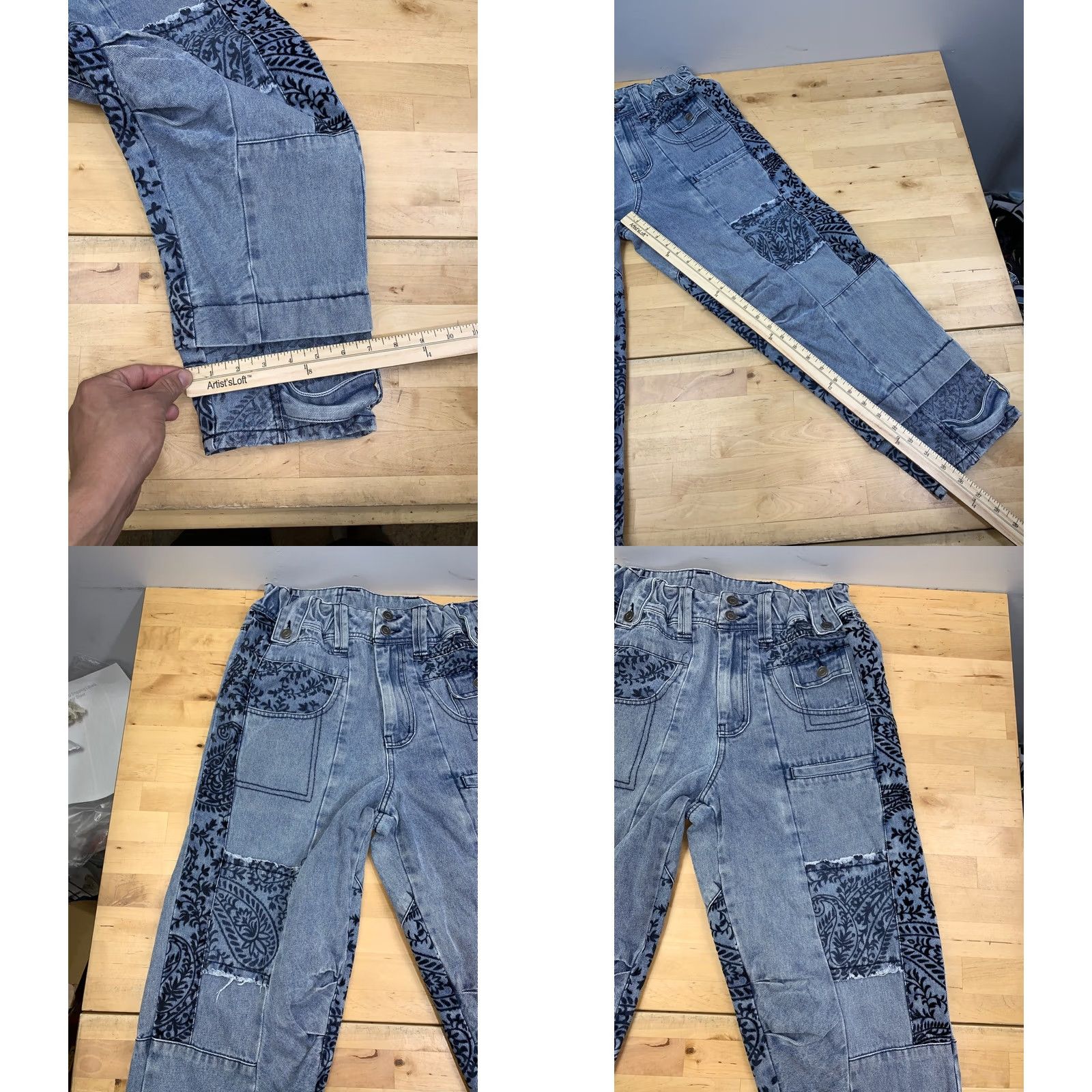 Vintage Oli & Hali OH Patchwork Jeans Women S Blue Boho Relaxed Jeans Patchwork Paisley 13369 S Blue Women Jeans Style Straight Bohemian Hippie 90s Size 28" / US 6 / IT 42 - 8 Thumbnail