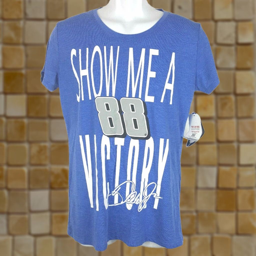 NASCAR Dale Earnhardt Jr NASCAR Blue T-Shirt Women's Size M Crew Neck Short Sleeve Knit 100% Cotton Vintage Logo Size M / US 6-8 / IT 42-44 - 1 Thumbnail