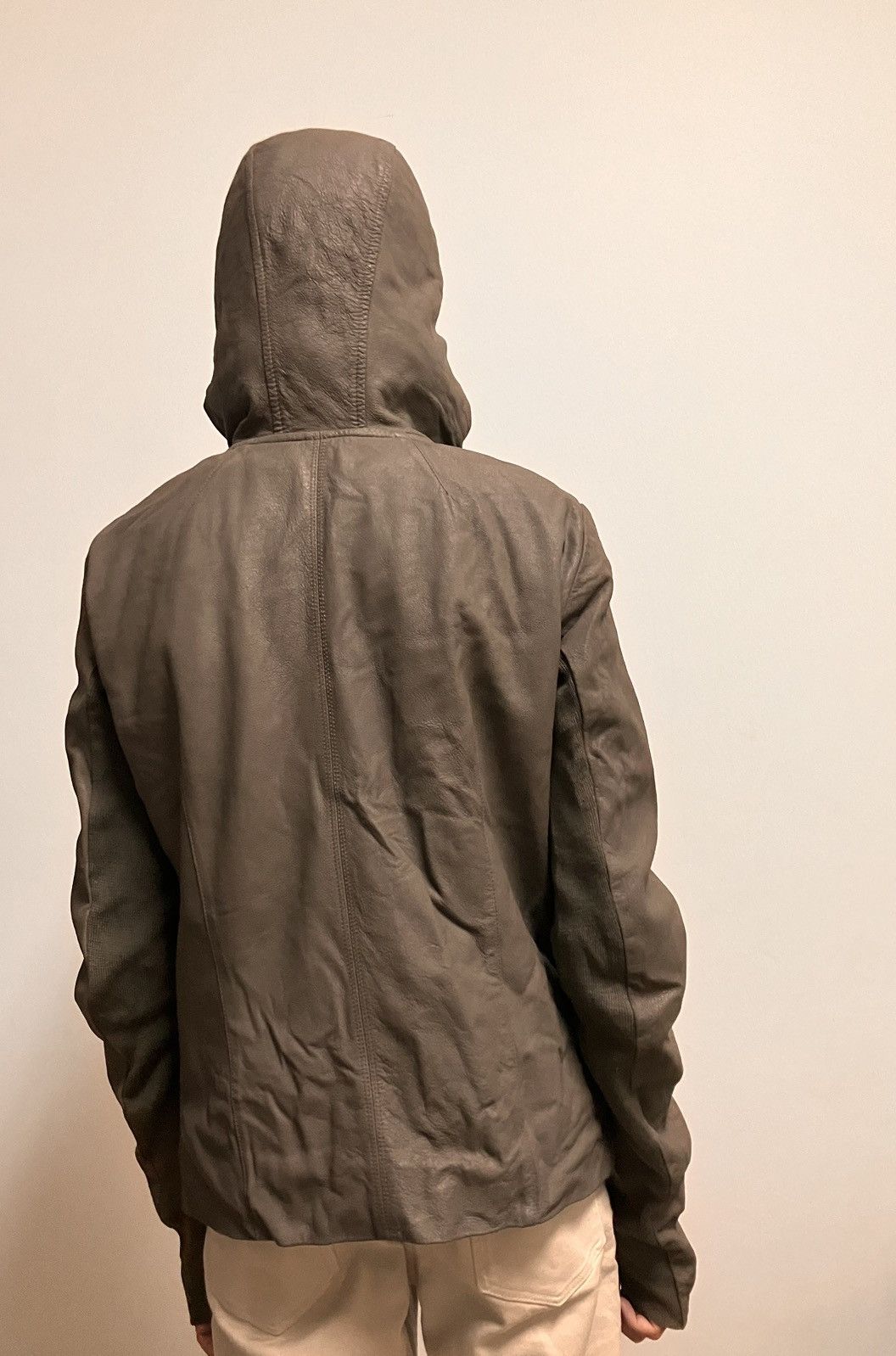 Rick Owens Dust leather Olmar+Mirta hoodie jacket Size US XS / EU 42 / 0 - 10 Thumbnail
