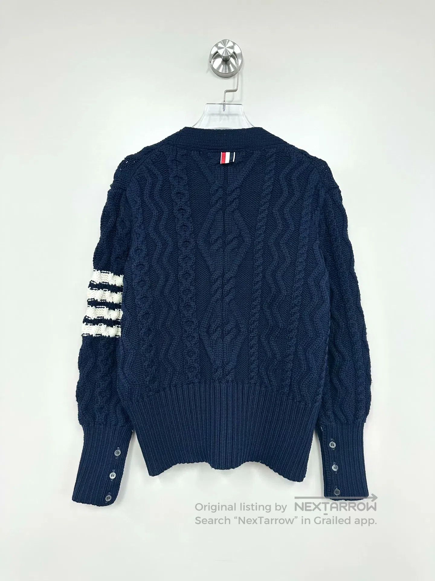 Thom Browne Thom Browne Dark Blue Tweed Four Stripe Knit Cardigan Jack Size US S / EU 44-46 / 1 - 2 Thumbnail