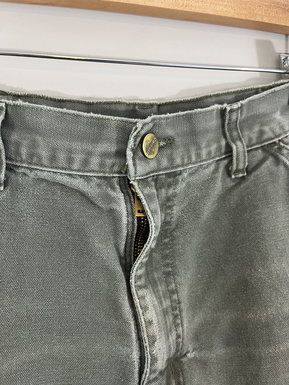Carhartt Thrashed Sun Faded Olive Carpenter Pants Size US 33 - 9 Thumbnail