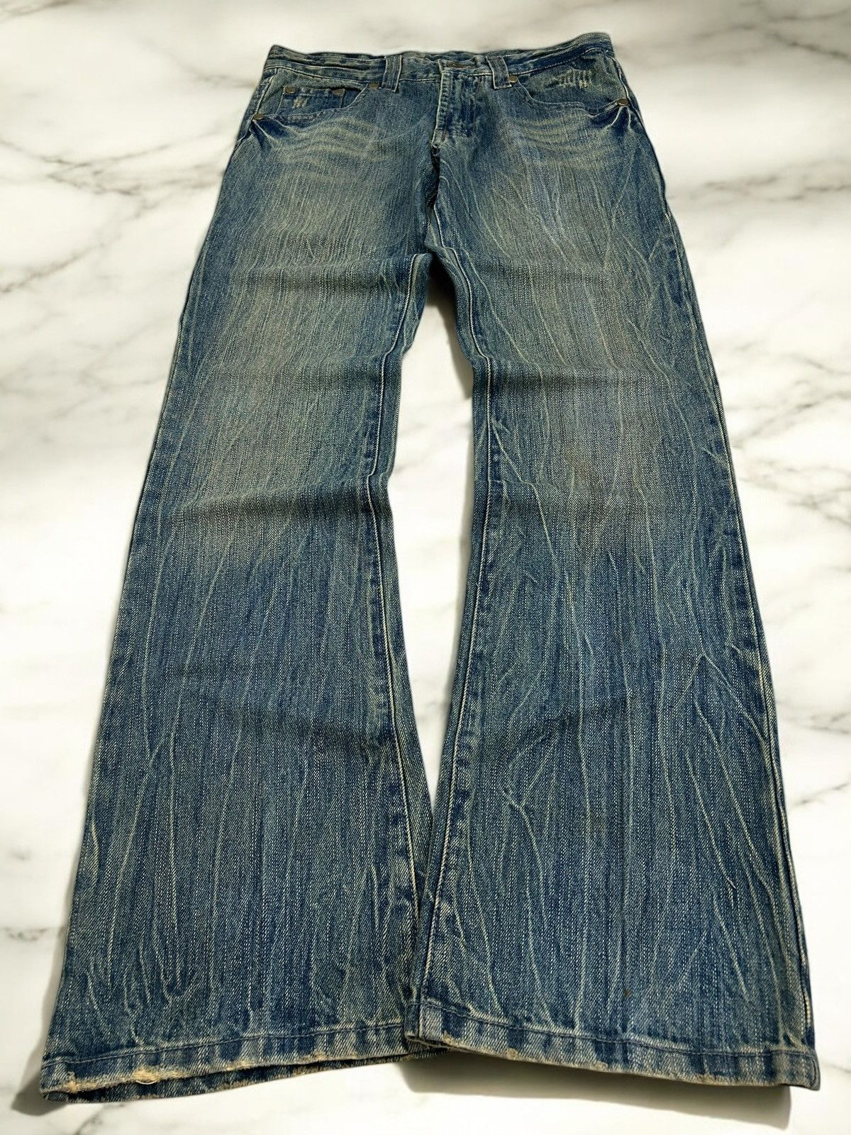 パンツ ASAPMODE Wavy Washed Wide Denim Pants パンツ ASAPMODE Wavy Washed Wide Denim Pants Creased Washed