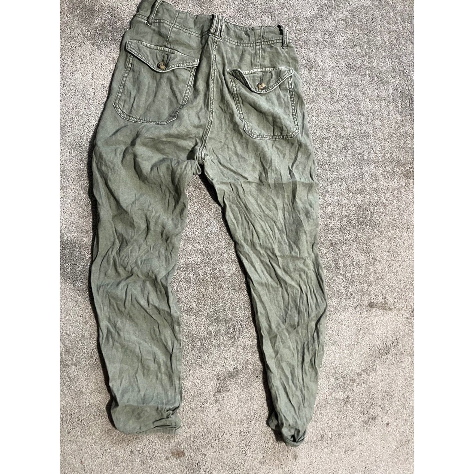 American Eagle Outfitters American Eagle Pants Womens 2 High Rise Green Pockets Linen Blend Size 26" / US 2 / IT 38 - 3 Thumbnail