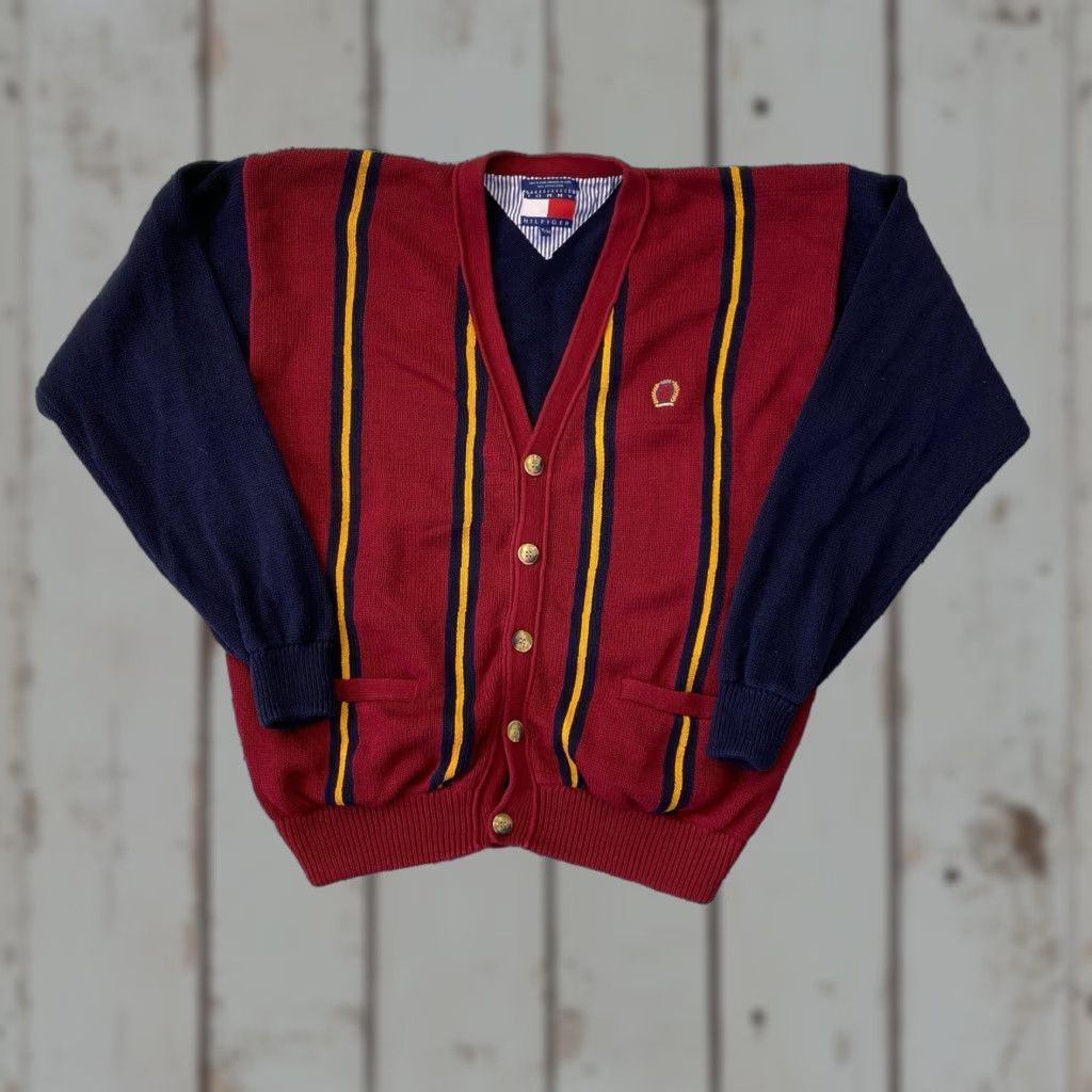 Tommy Hilfiger VINTAGE Tommy Hilfiger Sweater Cardigan Men’s XL Blue Navy Knit 90s Logo Buttons Size US XL / EU 56 / 4 - 1 Thumbnail