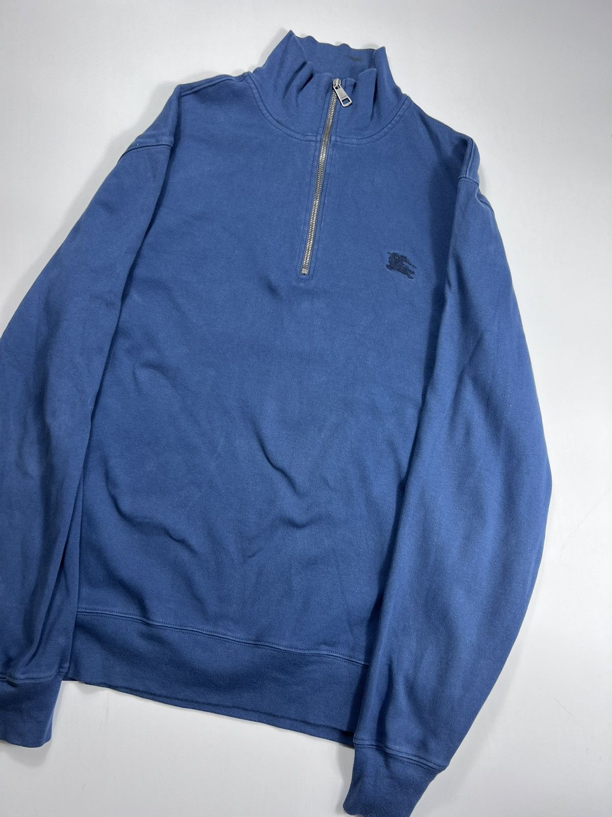 Burberry Burberry Blue Half Zip Pull Sweatshirt Size L Size US M / EU 48-50 / 2 - 2 Thumbnail