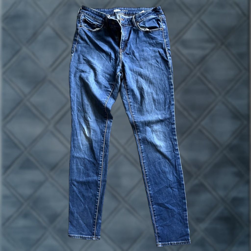 Old Navy Old Navy Women's Mid-Rise Skinny Jeans Denim Stretch Dark Blue Size 12 Regular Size 34" / US 12 / IT 48 - 1 Thumbnail