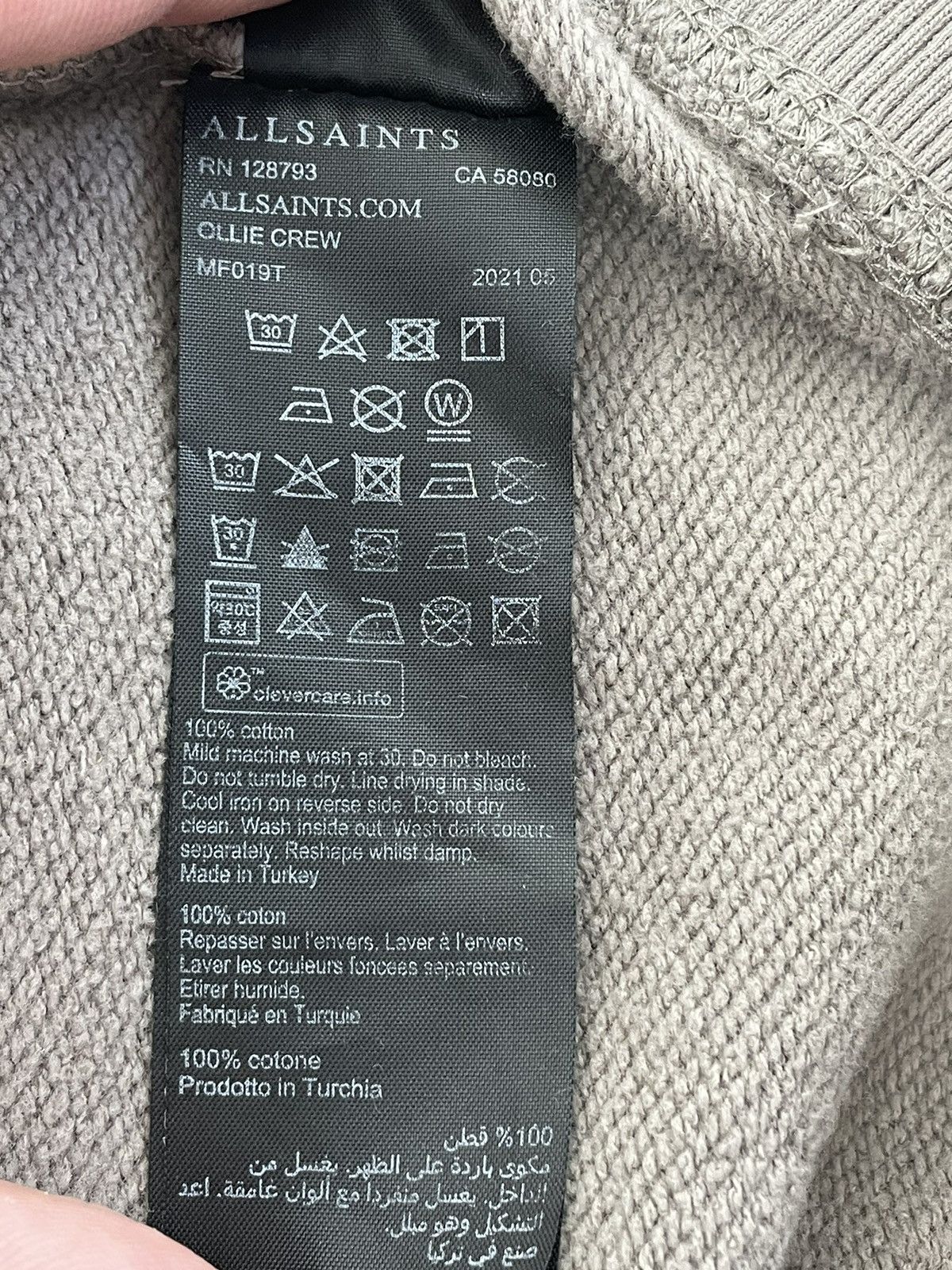 Allsaints Allsaints sweatshirt ollie crew size M/L Size US L / EU 52-54 / 3 - 9 Thumbnail