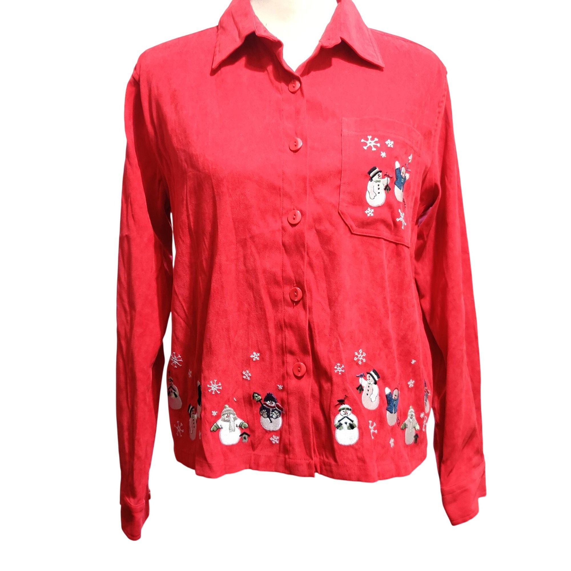 Vintage Vintage Christopher & Banks Shirt Size M Red Snowman Embroid Size M / US 6-8 / IT 42-44 - 1 Thumbnail