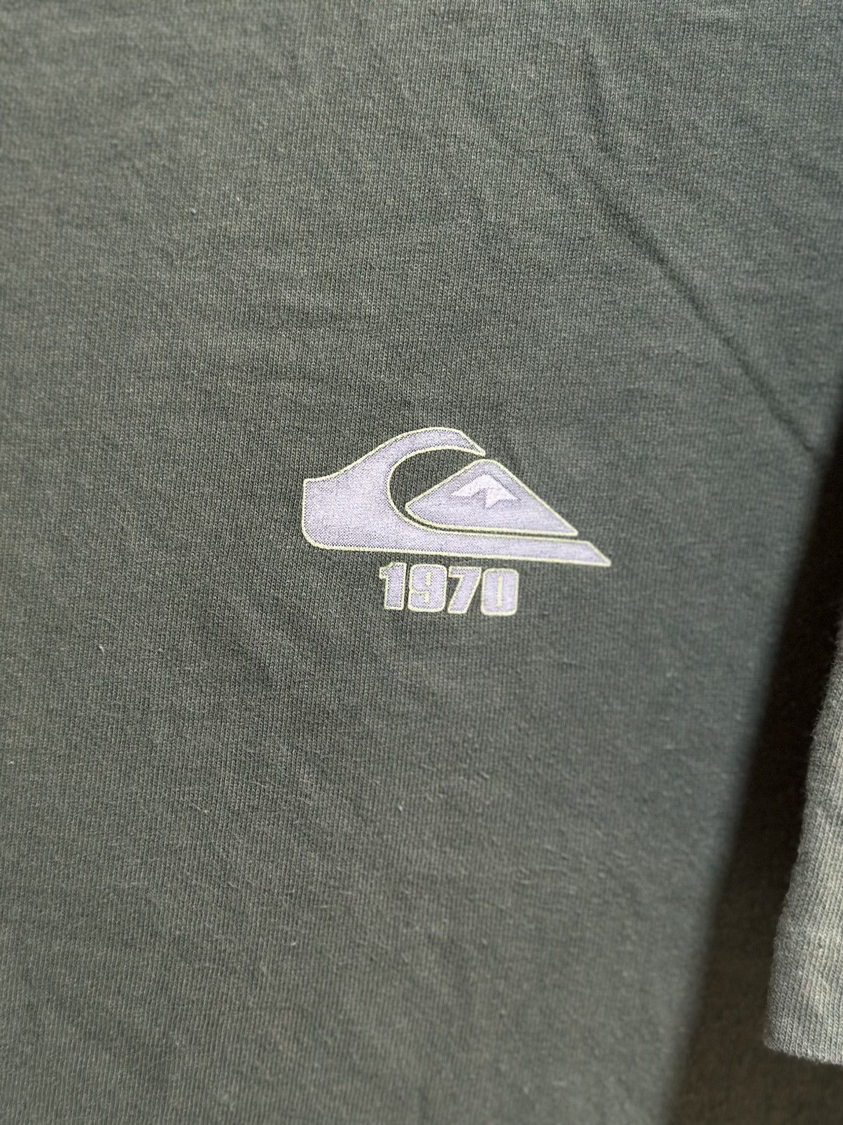 Quiksilver × Vintage Vintage 90s Quiksilver Surf Green Army Faded Tee Size US L / EU 52-54 / 3 - 3 Thumbnail