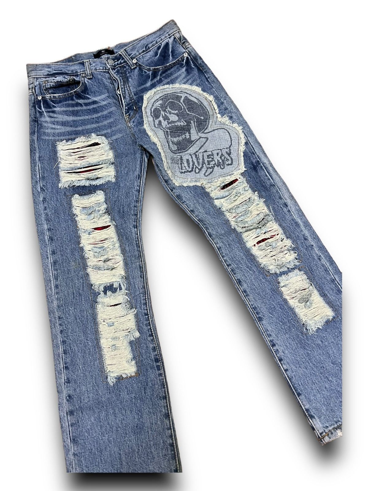 Designer × Japanese Brand SUPER LOVERS ROCK DISTRESSED JEANS JAPANESE BRAND DENIM Size US 32 / EU 48 - 6 Thumbnail