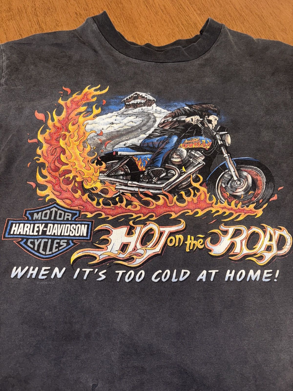 Harley Davidson × Vintage 90’s Rare Harley Davidson Flame Tshirt Size US L / EU 52-54 / 3 - 1 Thumbnail