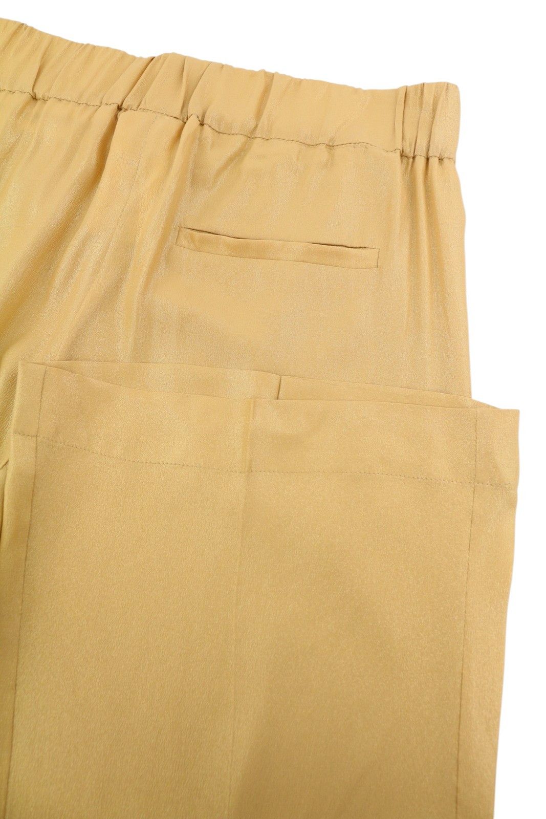 Max Mara W26 Yellow Gold Silk Glitter Cropped Trousers 88897 Size 26" / US 2 / IT 38 - 6 Thumbnail