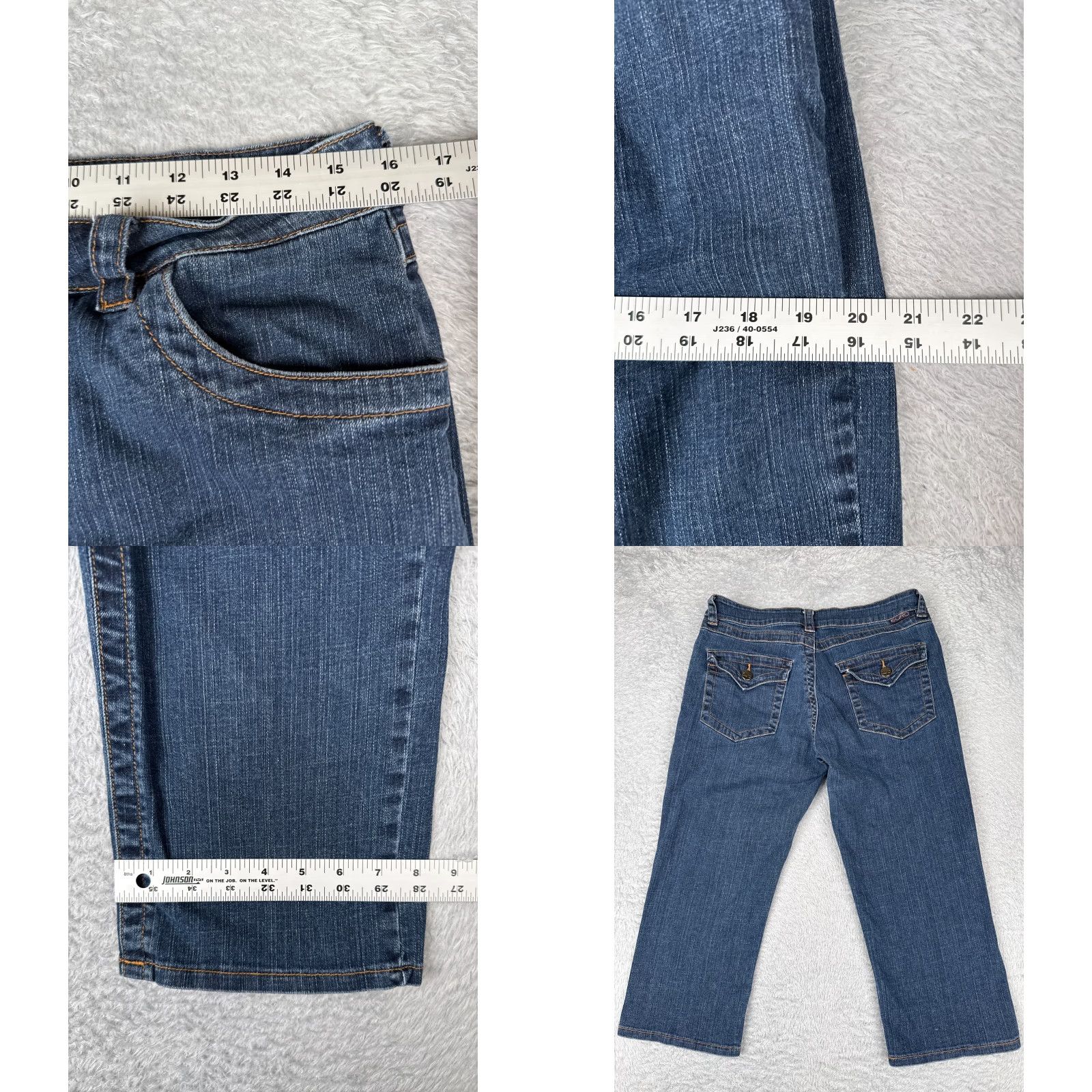 Vintage Euro Jeans Women Jeans 12 Blue Denim Crop Capri Tummy Control Cotton Blend Stretch 21" Regular 5-Pocket Blue Euro Womens Capris Size 34" / US 12 / IT 48 - 9 Thumbnail