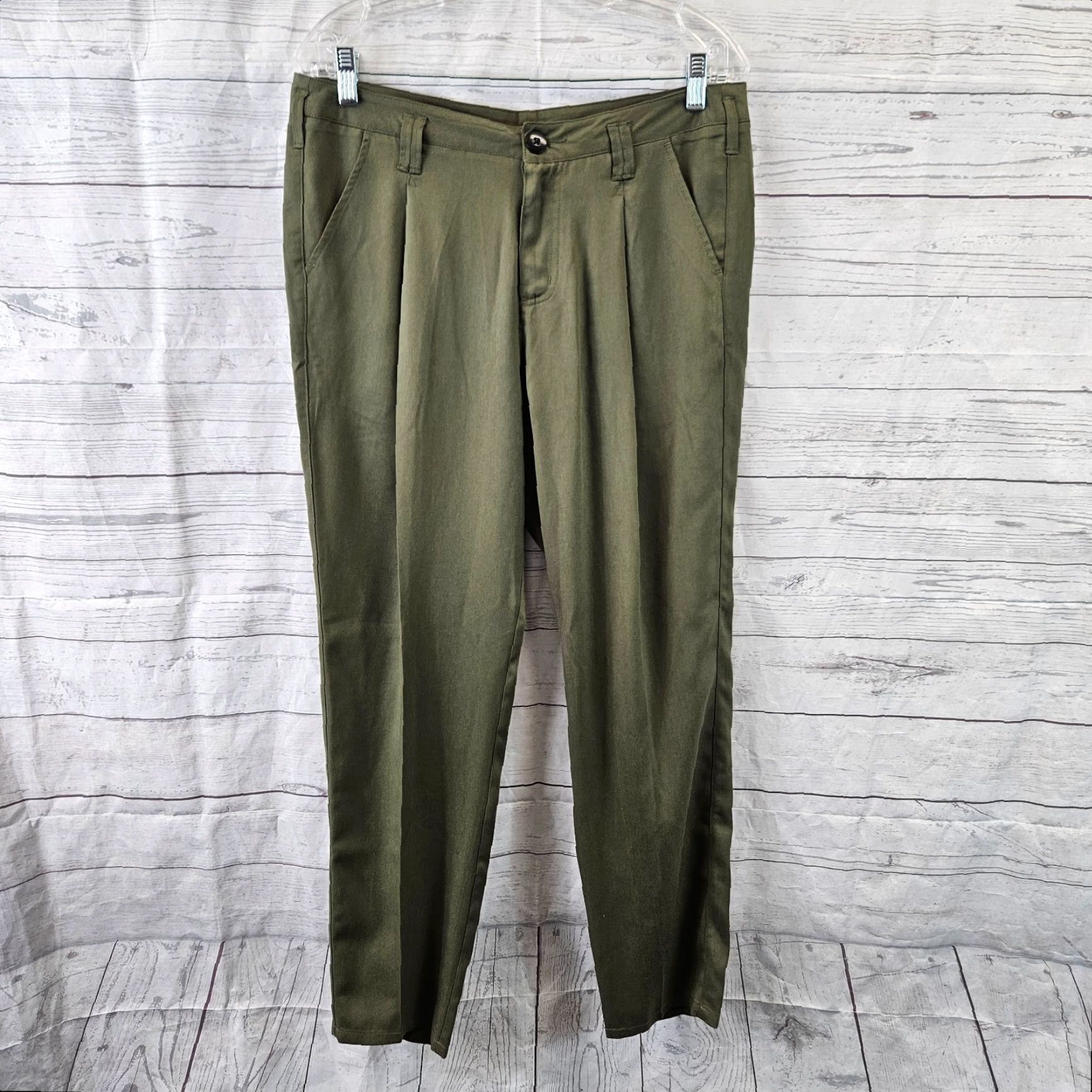 Vintage Sundance Womens Pants Sz 10 Green Pleated Front Tencel High Rise Dress Pants Women 10 Green Sundance Size 32" / US 10 / IT 46 - 2 Thumbnail