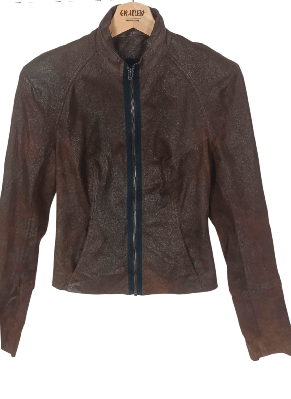 plein sud Plein Sud Rust Brown Leather Zip Up Jacket Size XS / US 0-2 / IT 36-38 - 8 Thumbnail
