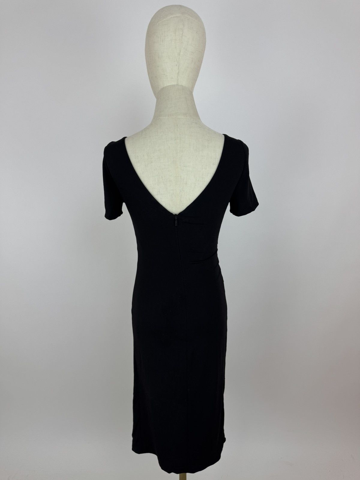 Versace Versace Black Dress V-Neck Short Sleeve Open Back Party Size XS / US 0-2 / IT 36-38 - 6 Thumbnail