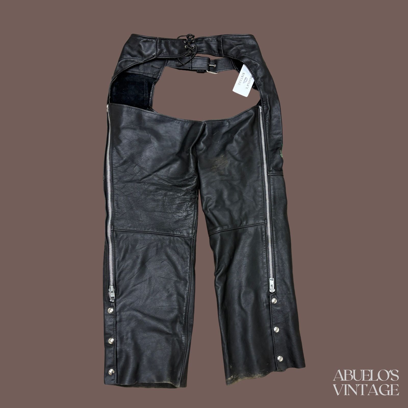 Vintage VTG Leather Chaps | Universal Rider Black | 90s Biker Size 38" / US 16 / IT 52 - 3 Thumbnail